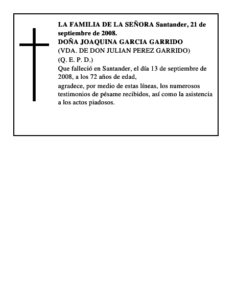 DOÑA JOAQUINA GARCIA GARRIDO