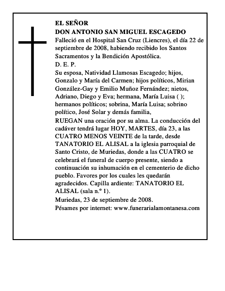 DON ANTONIO SAN MIGUEL ESCAGEDO