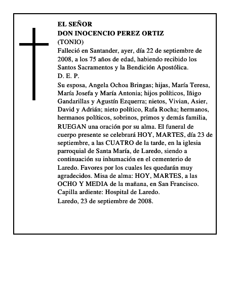 DON INOCENCIO PEREZ ORTIZ