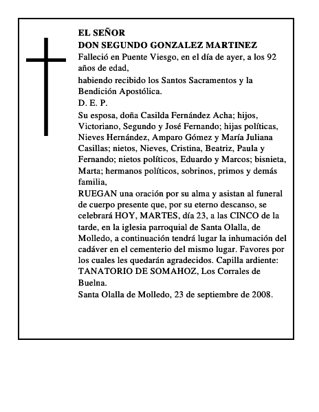 DON SEGUNDO GONZALEZ MARTINEZ