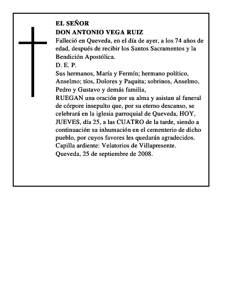 DON ANTONIO VEGA RUIZ