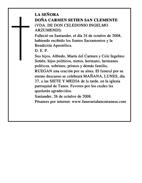 DOÑA CARMEN SETIEN SAN CLEMENTE