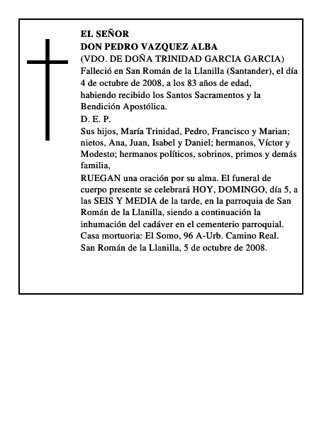 DON PEDRO VAZQUEZ ALBA