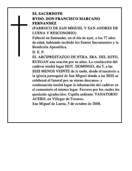 RVDO. DON FRANCISCO MARCANO FERNANDEZ