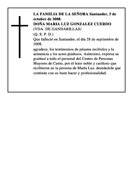 DOÑA MARIA LUZ GONZALEZ CUERDO