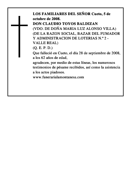 DON CLAUDIO TOYOS BALDIZAN