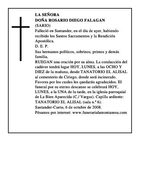 DOÑA ROSARIO DIEGO FALAGAN