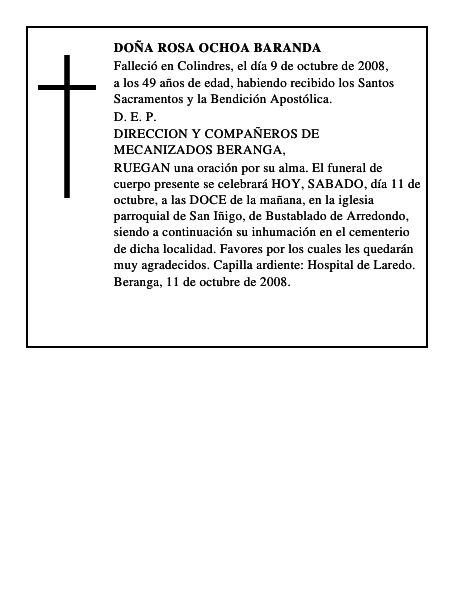 DOÑA ROSA OCHOA BARANDA