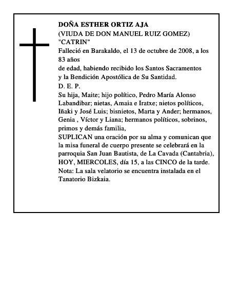 DOÑA ESTHER ORTIZ AJA