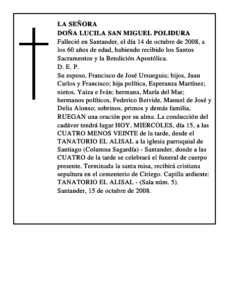 DOÑA LUCILA SAN MIGUEL POLIDURA