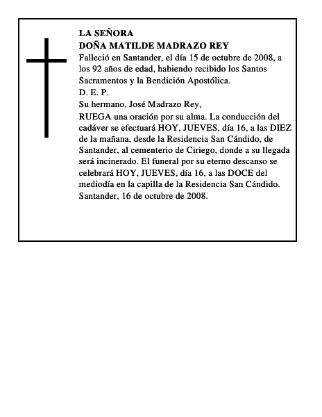 DOÑA MATILDE MADRAZO REY