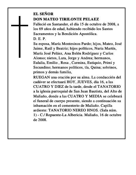 DON MATEO TIRILONTE PELAEZ