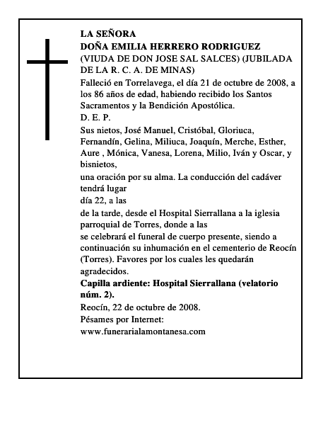 DOÑA EMILIA HERRERO RODRIGUEZ