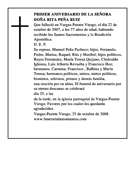 DOÑA RITA PEÑA RUIZ