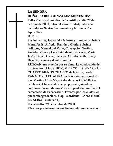 DOÑA ISABEL GONZALEZ MENENDEZ