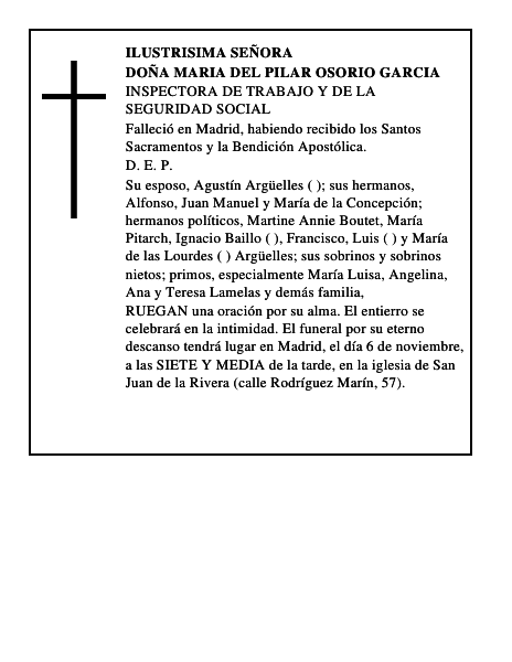 DOÑA MARIA DEL PILAR OSORIO GARCIA