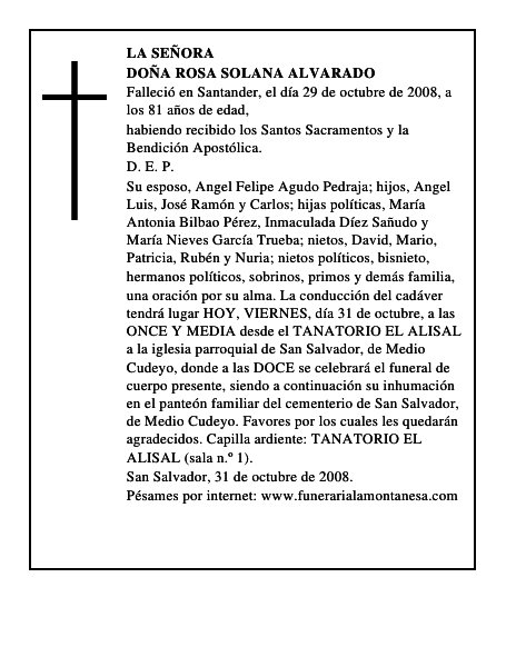 DOÑA ROSA SOLANA ALVARADO