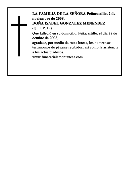 DOÑA ISABEL GONZALEZ MENENDEZ