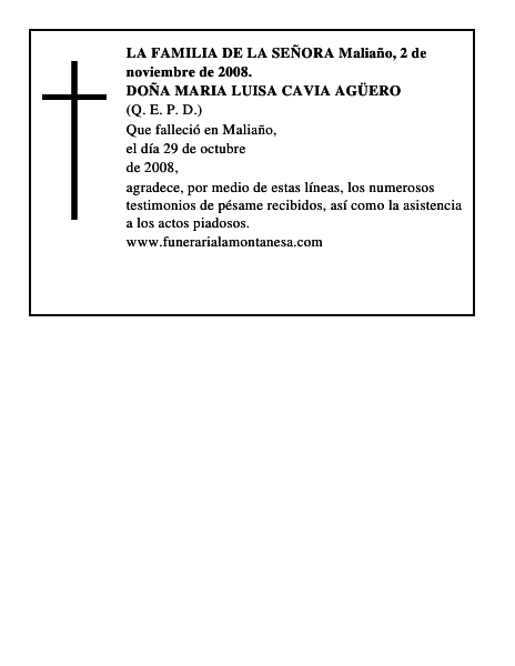DOÑA MARIA LUISA CAVIA AGÜERO
