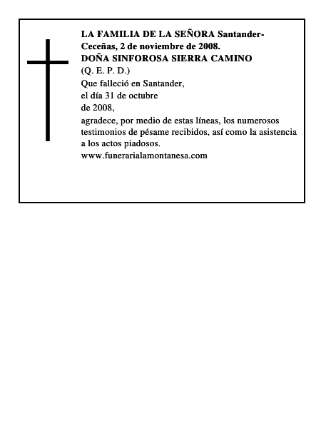 DOÑA SINFOROSA SIERRA CAMINO