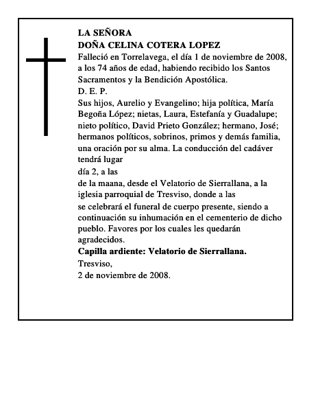DOÑA CELINA COTERA LOPEZ