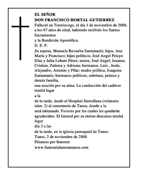DON FRANCISCO HORTAL GUTIERREZ