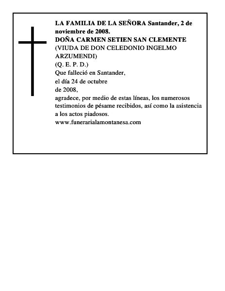DOÑA CARMEN SETIEN SAN CLEMENTE