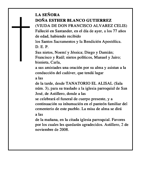 DOÑA ESTHER BLANCO GUTIERREZ