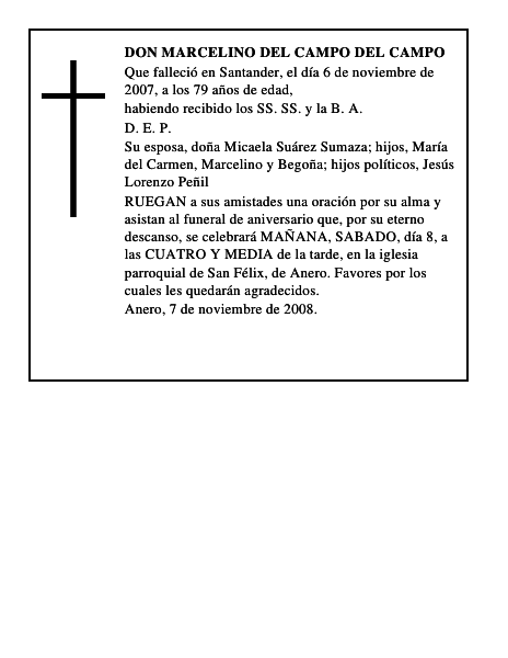 DON MARCELINO DEL CAMPO DEL CAMPO