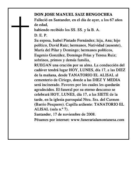 DON JOSE MANUEL SAIZ BENGOCHEA
