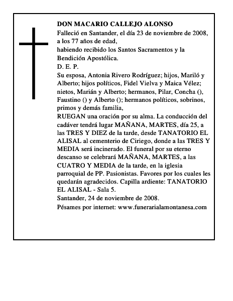 DON MACARIO CALLEJO ALONSO