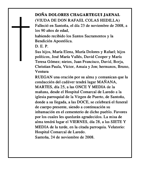 DOÑA DOLORES CHAGARTEGUI JAENAL