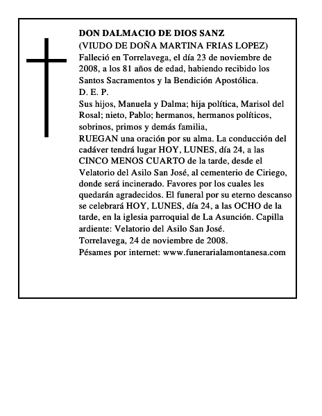DON DALMACIO DE DIOS SANZ