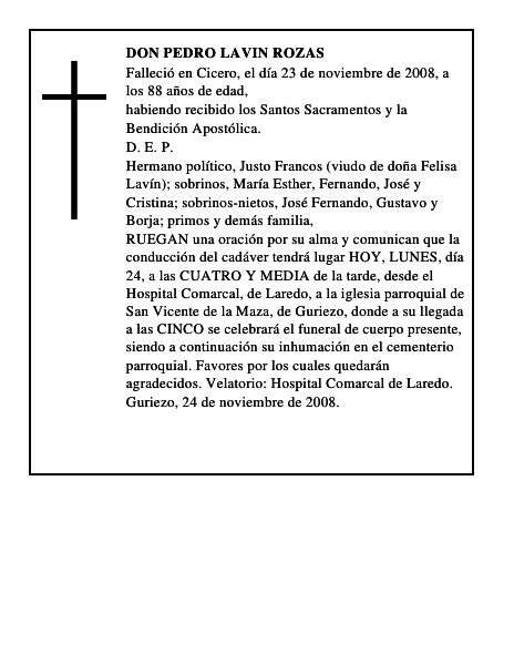 DON PEDRO LAVIN ROZAS