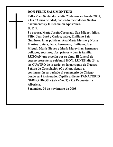 DON FELIX SAIZ MONTEJO