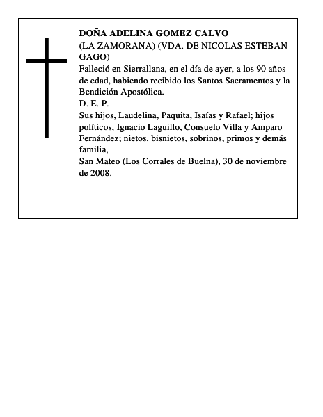 DOÑA ADELINA GOMEZ CALVO