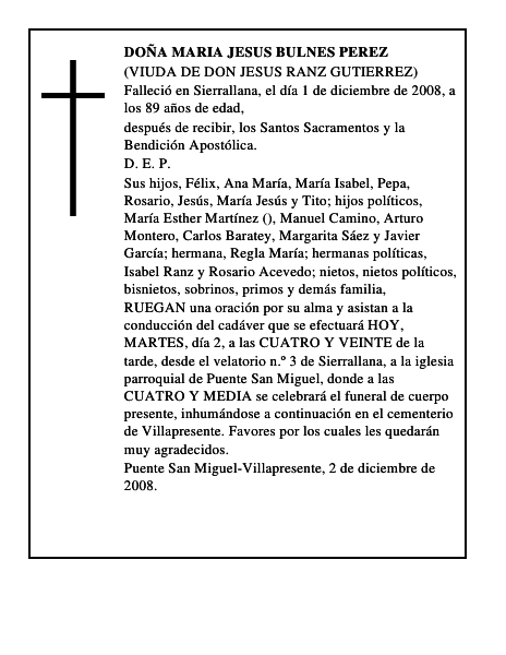 DOÑA MARIA JESUS BULNES PEREZ