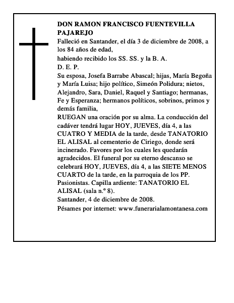 DON RAMON FRANCISCO FUENTEVILLA PAJAREJO