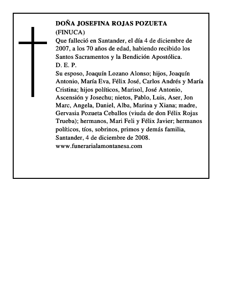 DOÑA JOSEFINA ROJAS POZUETA