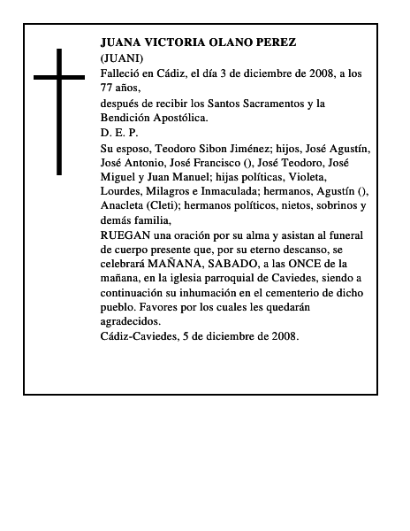 JUANA VICTORIA OLANO PEREZ