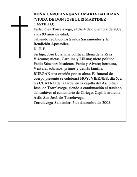 DOÑA CAROLINA SANTAMARIA BALDIZAN