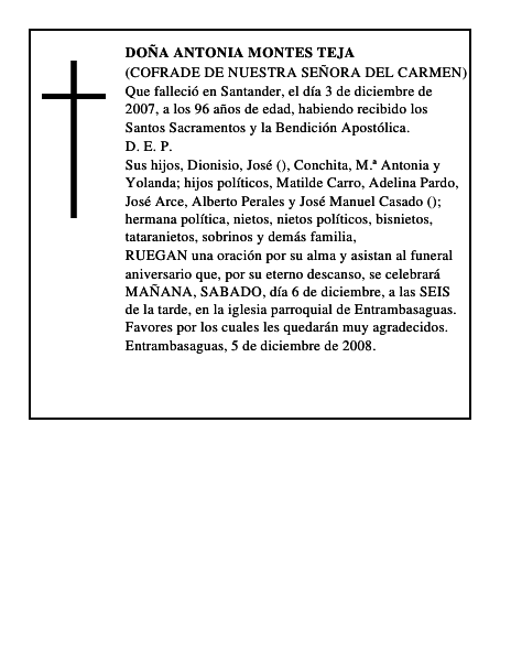 DOÑA ANTONIA MONTES TEJA