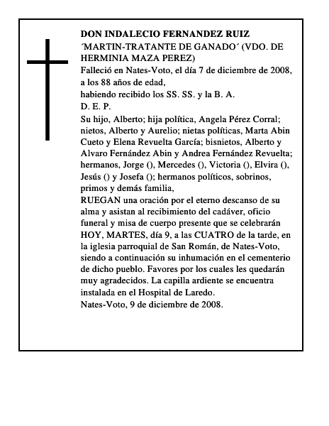 DON INDALECIO FERNANDEZ RUIZ