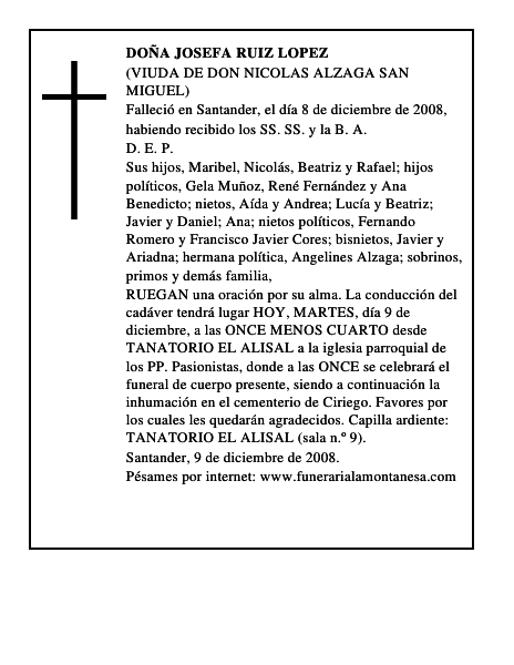 DOÑA JOSEFA RUIZ LOPEZ