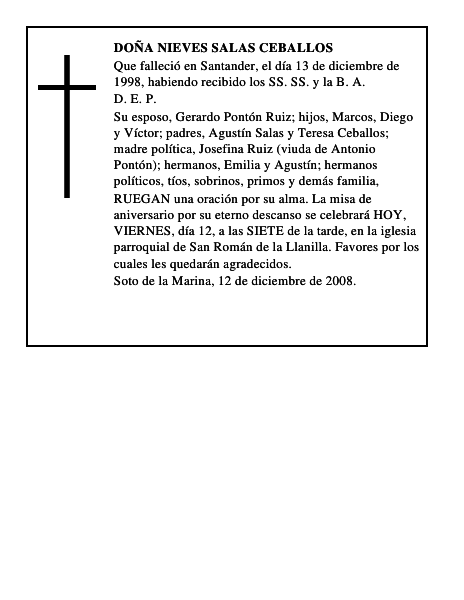 DOÑA NIEVES SALAS CEBALLOS