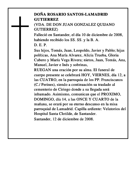 DOÑA ROSARIO SANTOS-LAMADRID GUTIERREZ