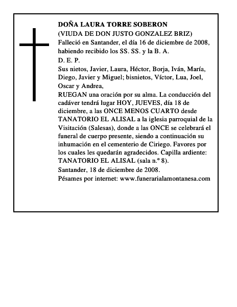 DOÑA LAURA TORRE SOBERON