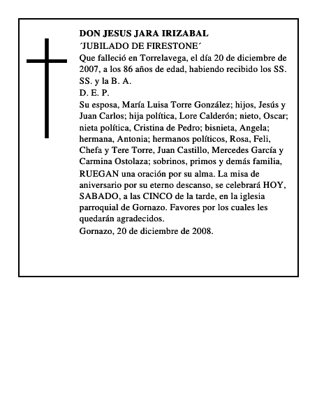 DON JESUS JARA IRIZABAL