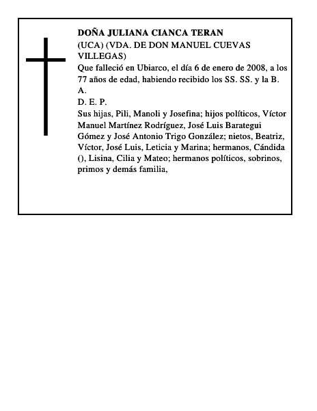 DOÑA JULIANA CIANCA TERAN
