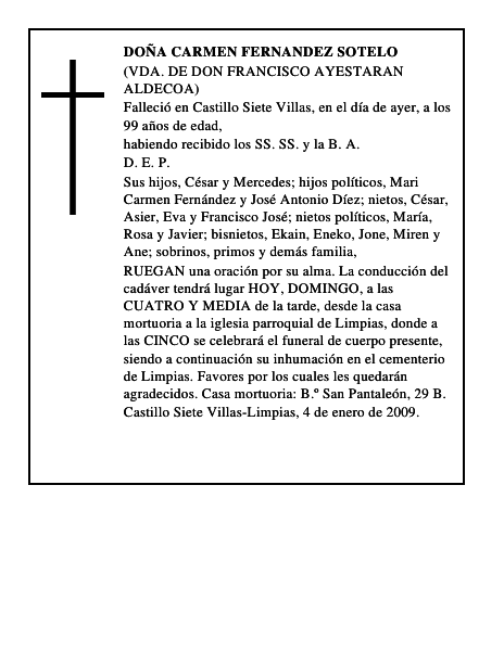 DOÑA CARMEN FERNANDEZ SOTELO